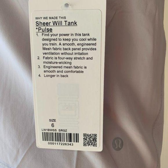NWT Lululemon Sheer Will Tank Size 6 - Picture 5 of 9
